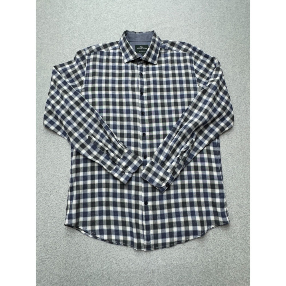 Rodd & Gunn Mens Large Blue Plaid Flannel Long Sleeve Button Up Slim Sports Fit